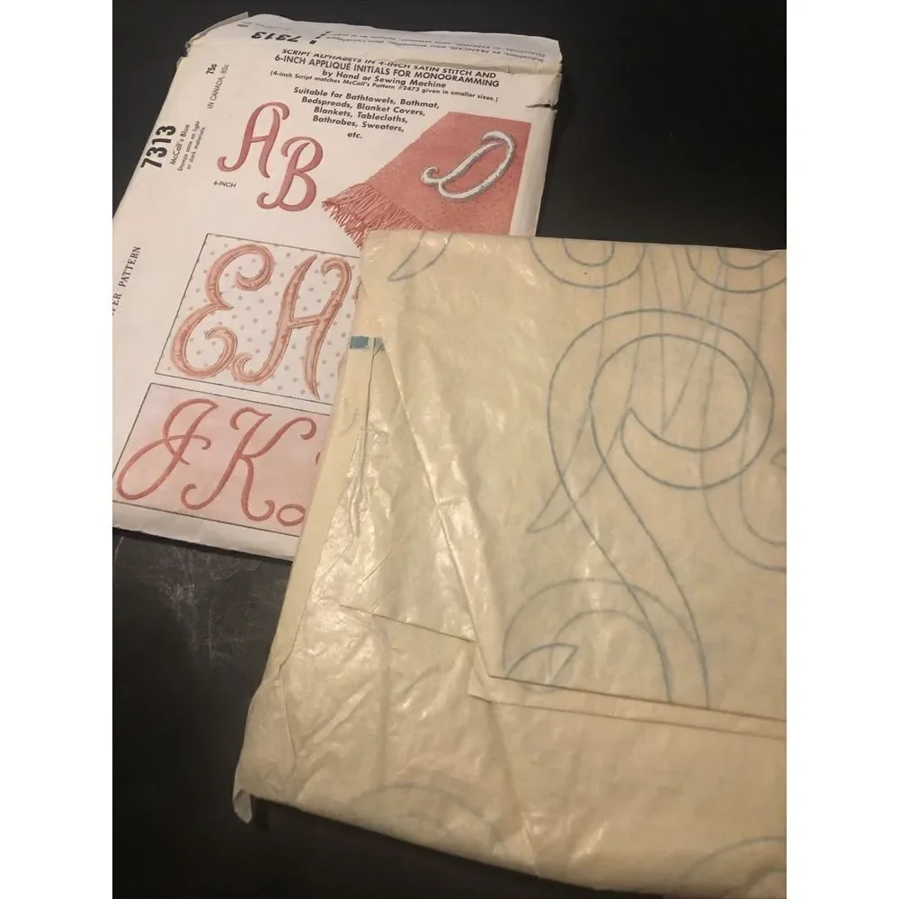 McCalls Pattern  7313 Initial Monogramming Uncut Vintage